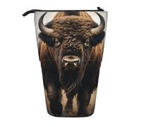 KYSANOL North American Bison,Telescopic Pencil Case,Stand Pencil Holder with Zipper Pencil Pouch Pen Bag