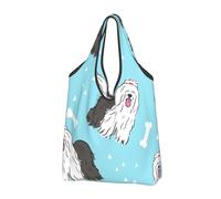 KYSANOL Old English Sheepdog Pattern,Shopping Bags Reusable Grocery Bags Foldable Tote Bags Large Capacity Carry Bag