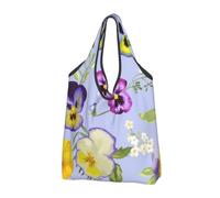 KYSANOL Pansy Flowers,Shopping Bags Reusable Grocery Bags Foldable Tote Bags Large Capacity Carry Bag
