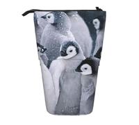 KYSANOL Penguin in The Snow,Telescopic Pencil Case,Stand Pencil Holder with Zipper Pencil Pouch Pen Bag