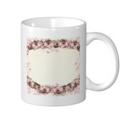KYSANOL Pink Roses Oval Frame Vintage, Ceramic Cup Ceramics Mug Tea Cup Coffee Mugs 330 ml