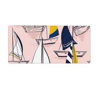 KYSANOL Pink Sketch Sailing Sea Boats,Mouse Pad Large Desk Pad Computer Keyboard Mouse Mat With Non Slip Rubber Base 40 x 90 cm