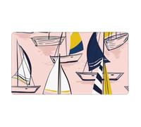 KYSANOL Pink Sketch Sailing Sea Boats,Mouse Pad Large Desk Pad Computer Keyboard Mouse Mat With Non Slip Rubber Base 40 x 70 cm