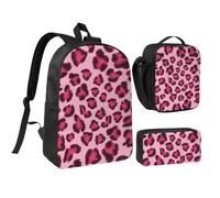 KYSANOL Pink Zebra Print,Student Backpack,Lunch Bag,Pencil Case 3 Piece Set