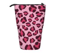 KYSANOL Pink Zebra Print,Telescopic Pencil Case,Stand Pencil Holder with Zipper Pencil Pouch Pen Bag