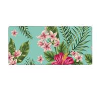 KYSANOL Plumeria And Hibiscus Flowers Print Exotic Jungle Palm Leaf,Mouse Pad Large Desk Pad Computer Keyboard Mouse Mat With Non Slip Rubber Base 40 x 90 cm