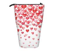 KYSANOL Print Falling Red Hearts,Telescopic Pencil Case,Stand Pencil Holder with Zipper Pencil Pouch Pen Bag