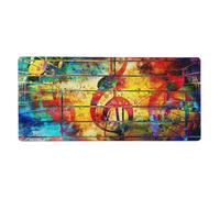 KYSANOL Print Music Note Colorful Wooden,Mouse Pad Large Desk Pad Computer Keyboard Mouse Mat With Non Slip Rubber Base 40 x 90 cm