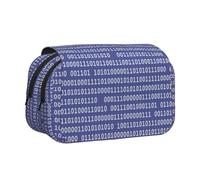 KYSANOL Programmer Binary Computer Code Purple Double Clamshell Pen Case Portable Pencil Pouch with Zipper