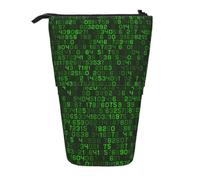 KYSANOL Programmer Green Decimal Computer Code,Telescopic Pencil Case,Stand Pencil Holder with Zipper Pencil Pouch Pen Bag