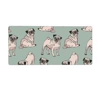 KYSANOL Pug Dogs Sitting,Mouse Pad Large Desk Pad Computer Keyboard Mouse Mat With Non Slip Rubber Base 40 x 90 cm