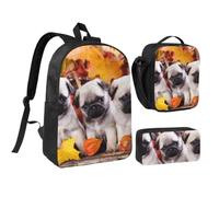 KYSANOL Puppys Pug,Student Backpack,Lunch Bag,Pencil Case 3 Piece Set