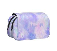 KYSANOL Purple Pastel Tie Dye Double Clamshell Pen Case Portable Pencil Pouch with Zipper