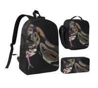 KYSANOL Python Snake,Student Backpack,Lunch Bag,Pencil Case 3 Piece Set