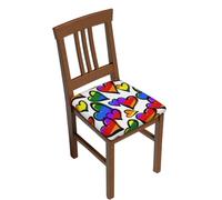 KYSANOL Rainbow Colored Hearts Printed, Chair Cushion Covers, Seat Protector Dining Chair Slipcover Seat Cover for Chairs 2pcs
