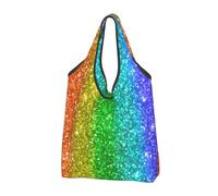 KYSANOL Rainbow Looks Like With Sequin,Shopping Bags Reusable Grocery Bags Foldable Tote Bags Large Capacity Carry Bag