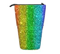 KYSANOL Rainbow Looks Like with Sequin,Telescopic Pencil Case,Stand Pencil Holder with Zipper Pencil Pouch Pen Bag