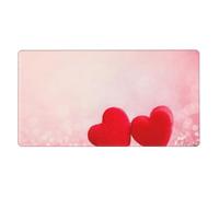 KYSANOL Red Heart Pink Glitter Printed,Mouse Pad Large Desk Pad Computer Keyboard Mouse Mat With Non Slip Rubber Base 40 x 70 cm