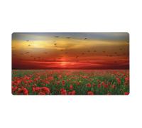 KYSANOL Red Poppy Flower Field In Sunset Printed,Mouse Pad Large Desk Pad Computer Keyboard Mouse Mat With Non Slip Rubber Base 40 x 70 cm
