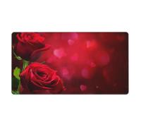 KYSANOL Red Rose Printed,Mouse Pad Large Desk Pad Computer Keyboard Mouse Mat With Non Slip Rubber Base 40 x 70 cm