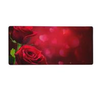 KYSANOL Red Rose Printed,Mouse Pad Large Desk Pad Computer Keyboard Mouse Mat With Non Slip Rubber Base 40 x 90 cm