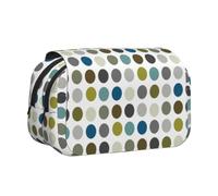 KYSANOL Retro Mod Polka Dot Pattern Double Clamshell Pen Case Portable Pencil Pouch with Zipper
