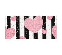 KYSANOL Romantic Heart Rose Gold Sequin Stripe,Mouse Pad Large Desk Pad Computer Keyboard Mouse Mat With Non Slip Rubber Base 40 x 90 cm