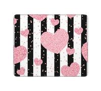 KYSANOL Romantic Heart Rose Gold Sequin Stripe, Mouse Pad, Non-Slip Rubber Base Mouse Pad,Waterproof Mouse Mat