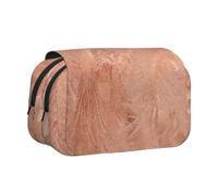 KYSANOL Rose Gold Copper Texture Metallic Double Clamshell Pen Case Portable Pencil Pouch with Zipper