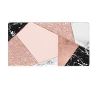 KYSANOL Rose Gold Glitter Black White Marble Geometric,Mouse Pad Large Desk Pad Computer Keyboard Mouse Mat With Non Slip Rubber Base 40 x 70 cm