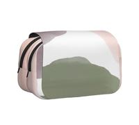 KYSANOL Rose Grape & Sage Modern Watercolor Circles Double Clamshell Pen Case Portable Pencil Pouch with Zipper
