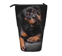 KYSANOL Rottweiler Loving Confident and Loyal,Telescopic Pencil Case,Stand Pencil Holder with Zipper Pencil Pouch Pen Bag