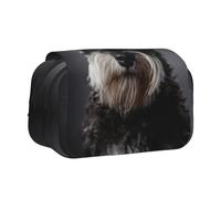 KYSANOL Schnauzer Portrait Dark Grey Double Clamshell Pen Case Portable Pencil Pouch with Zipper