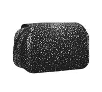 KYSANOL Shiny Silver Glitter Double Clamshell Pen Case Portable Pencil Pouch with Zipper