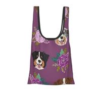 KYSANOL Shopping Bags Reusable Grocery Bags Foldable Tote Bags Large Capacity Carry Bag, Aussie Dog Floral Australian Shepherd Dog