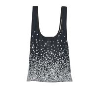 KYSANOL Shopping Bags Reusable Grocery Bags Foldable Tote Bags Large Capacity Carry Bag, Black Silver Glitter Diamond Sparkly