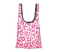 KYSANOL Shopping Bags Reusable Grocery Bags Foldable Tote Bags Large Capacity Carry Bag, Bright Pink Leopard Skin Pattern