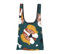 KYSANOL Shopping Bags Reusable Grocery Bags Foldable Tote Bags Large Capacity Carry Bag, Cute Dogs Bones Puppy Paws Colorful Love Hearts