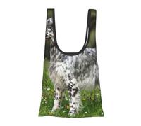 KYSANOL Shopping Bags Reusable Grocery Bags Foldable Tote Bags Large Capacity Carry Bag, English Setter Lawn Pets Dogs English Setter