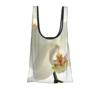 KYSANOL Shopping Bags Reusable Grocery Bags Foldable Tote Bags Large Capacity Carry Bag, Floral White Flowers Orchid Elegant Modern Trendy