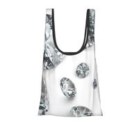 KYSANOL Shopping Bags Reusable Grocery Bags Foldable Tote Bags Large Capacity Carry Bag, Gems Diamond Jewelry Jewels Luxury Printed