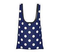 KYSANOL Shopping Bags Reusable Grocery Bags Foldable Tote Bags Large Capacity Carry Bag, Navy Blue Polka Dot