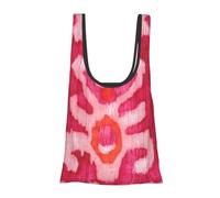 KYSANOL Shopping Bags Reusable Grocery Bags Foldable Tote Bags Large Capacity Carry Bag, Pink And Orange Tribal Ikat