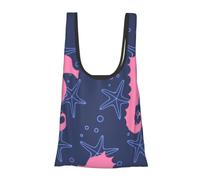 KYSANOL Shopping Bags Reusable Grocery Bags Foldable Tote Bags Large Capacity Carry Bag, Seahorse Silhouette Starfish