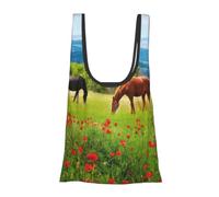 KYSANOL Shopping Bags Reusable Grocery Bags Foldable Tote Bags Large Capacity Carry Bag, Various Kinds Of Horses