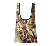 KYSANOL Shopping Bags Reusable Grocery Bags Foldable Tote Bags Large Capacity Carry Bag, Watercolor Deer Giraffe