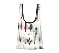 KYSANOL Shopping Bags Reusable Grocery Bags Foldable Tote Bags Large Capacity Carry Bag, White Fish Selection Of Traditional Trout Fishing Flies