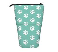KYSANOL Small Dog Paw Prints On Blue,Telescopic Pencil Case,Stand Pencil Holder with Zipper Pencil Pouch Pen Bag