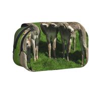 KYSANOL Small Donkey Meadows Double Clamshell Pen Case Portable Pencil Pouch with Zipper