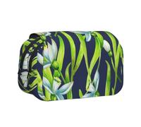 KYSANOL Snowdrop Flowers Double Clamshell Pen Case Portable Pencil Pouch with Zipper